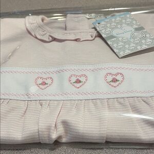 Kissy Kissy Baby Girl's Embroidered Striped Footie NWT Size 6-9 months